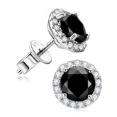 Round Cut Black Moissanite halo Stud earrings